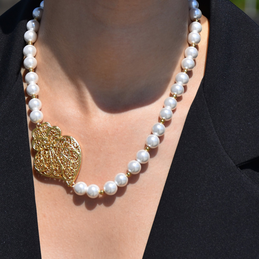 Collar con coração de viana perlas GB