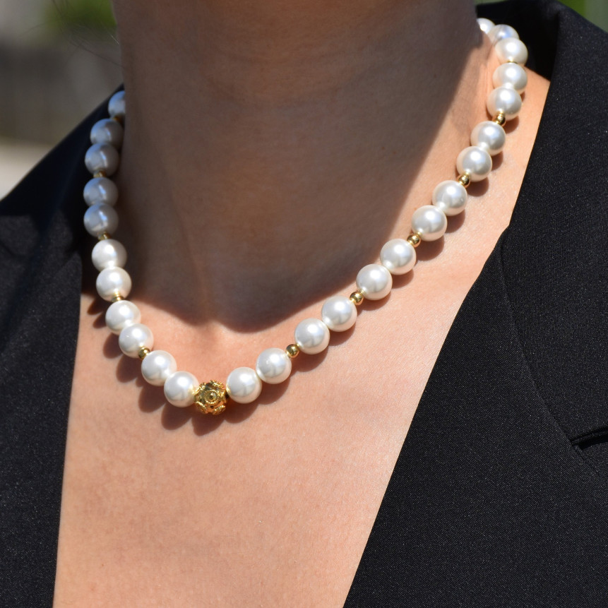Collier perles en plaqué or bola de viana GB