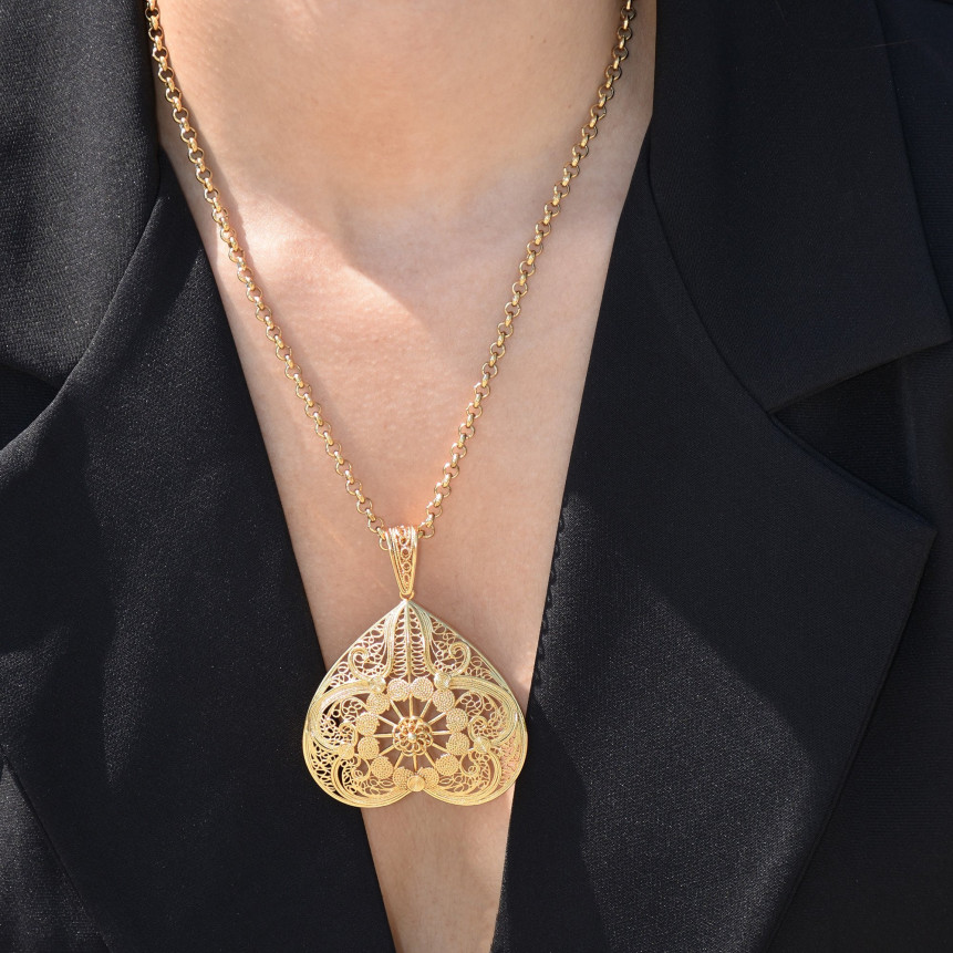 Collier coeur filigrané inversé GB