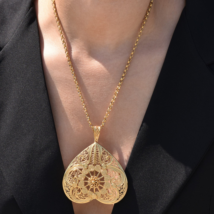 Collier coeur filigrané inversé GB