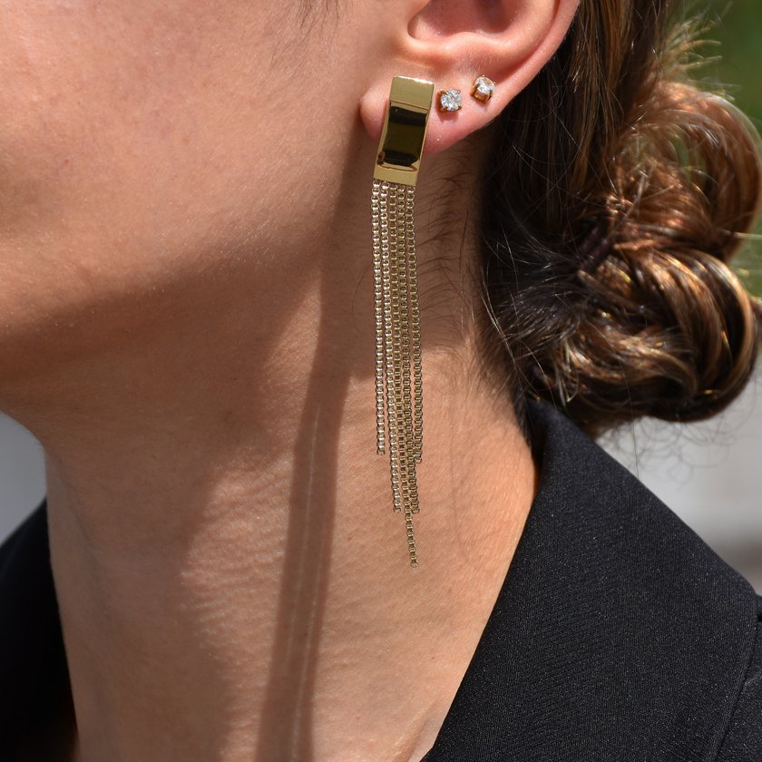 Boucles d'oreilles longues sur chaînes GB