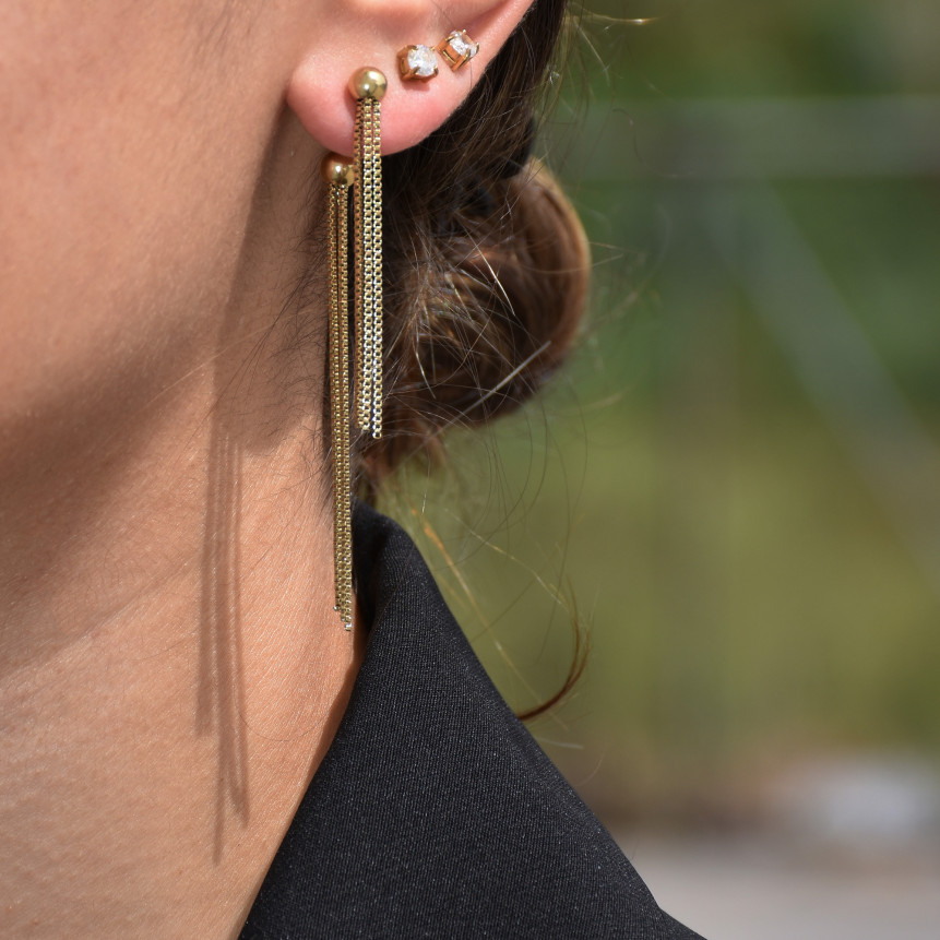 Boucles d\'oreilles en acier long boule GB