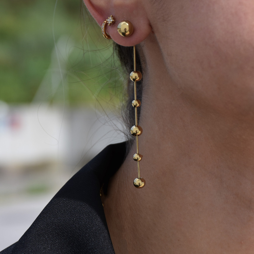 Boucles d\'oreilles en acier long boules GB