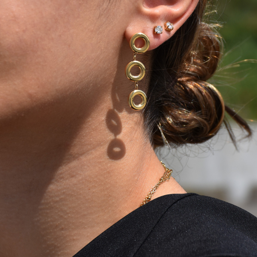Boucles d\'oreilles en acier suspendu avec cercles GB