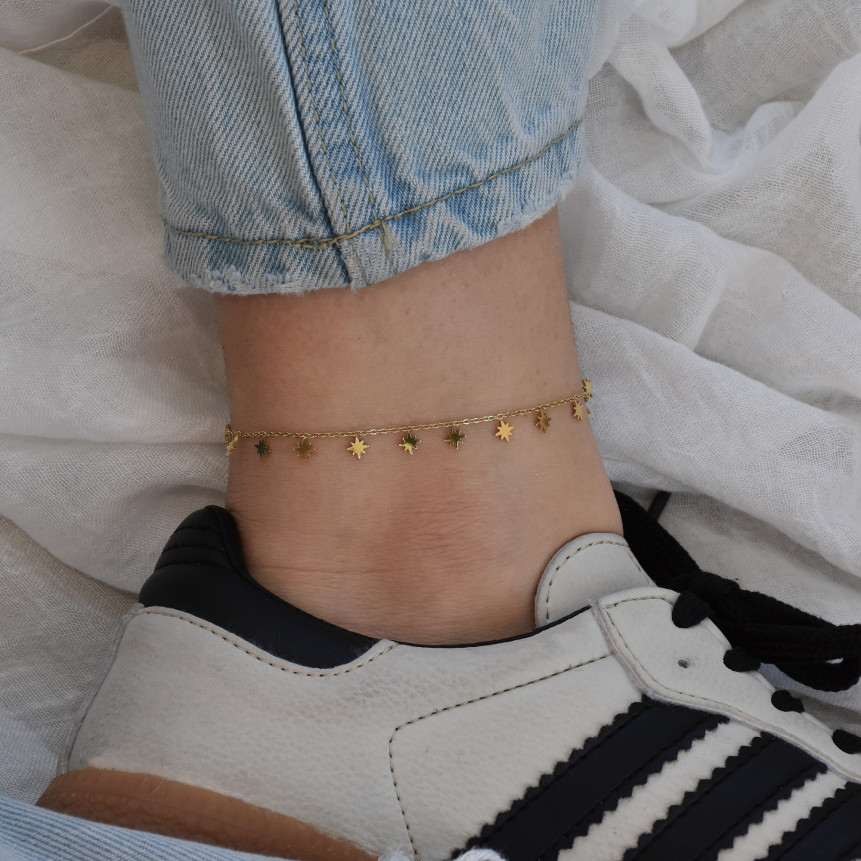 Pulsera para pie acero colgantes estrellas GB
