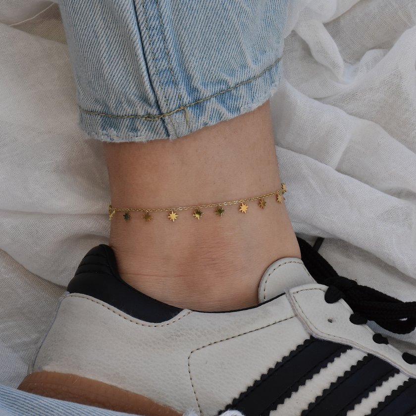 Steel foot bracelet stars pendants GB