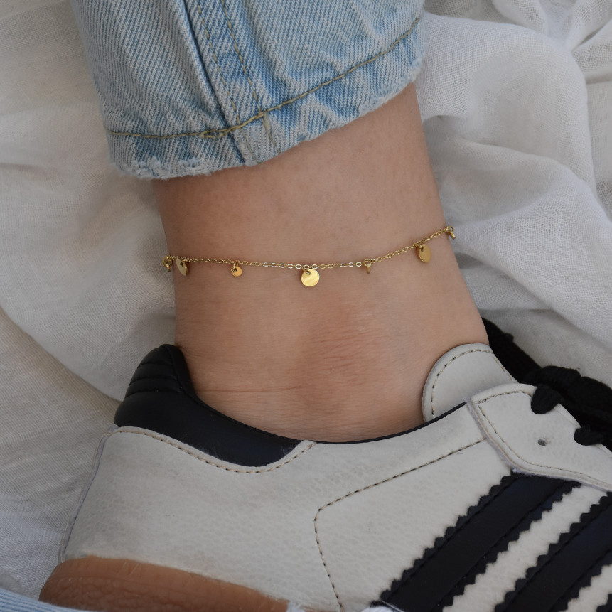 Bracciale piede acciaio con pendenti rotondo GB