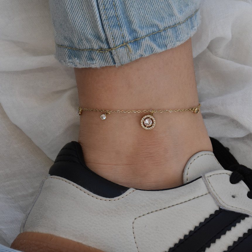 Pulseira de pé aço brilhante redondo GB