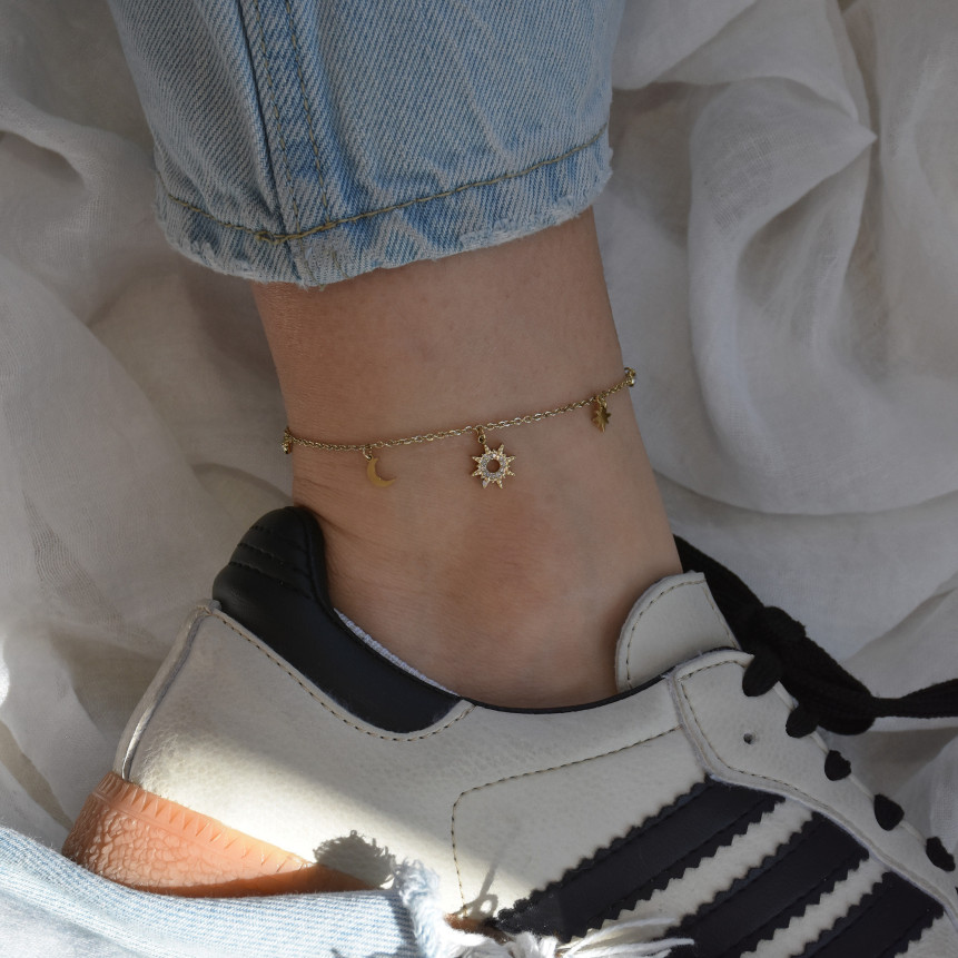 Steel foot bracelet sun GB
