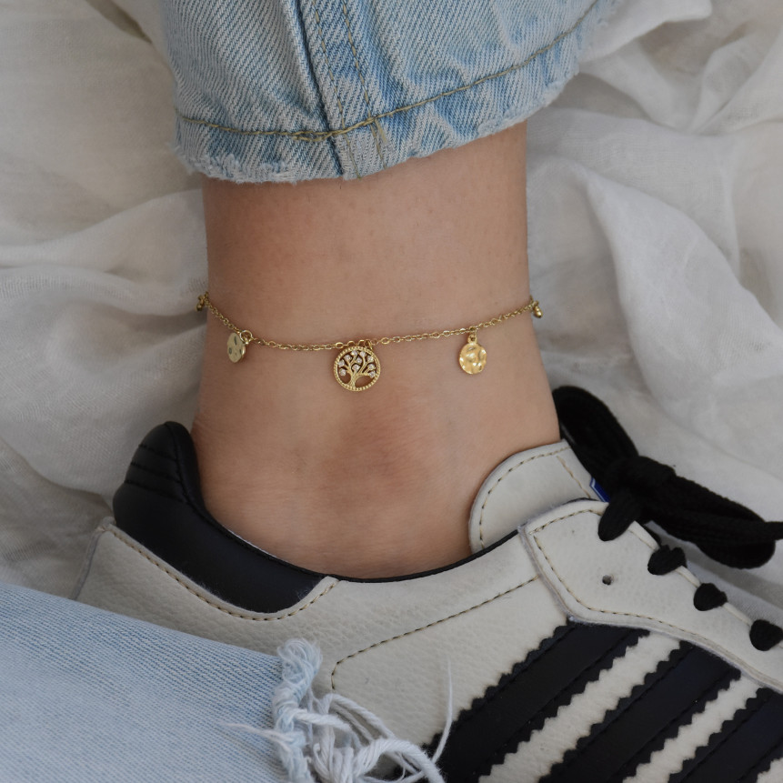 Pulseira de pé aço árvore da vida GB
