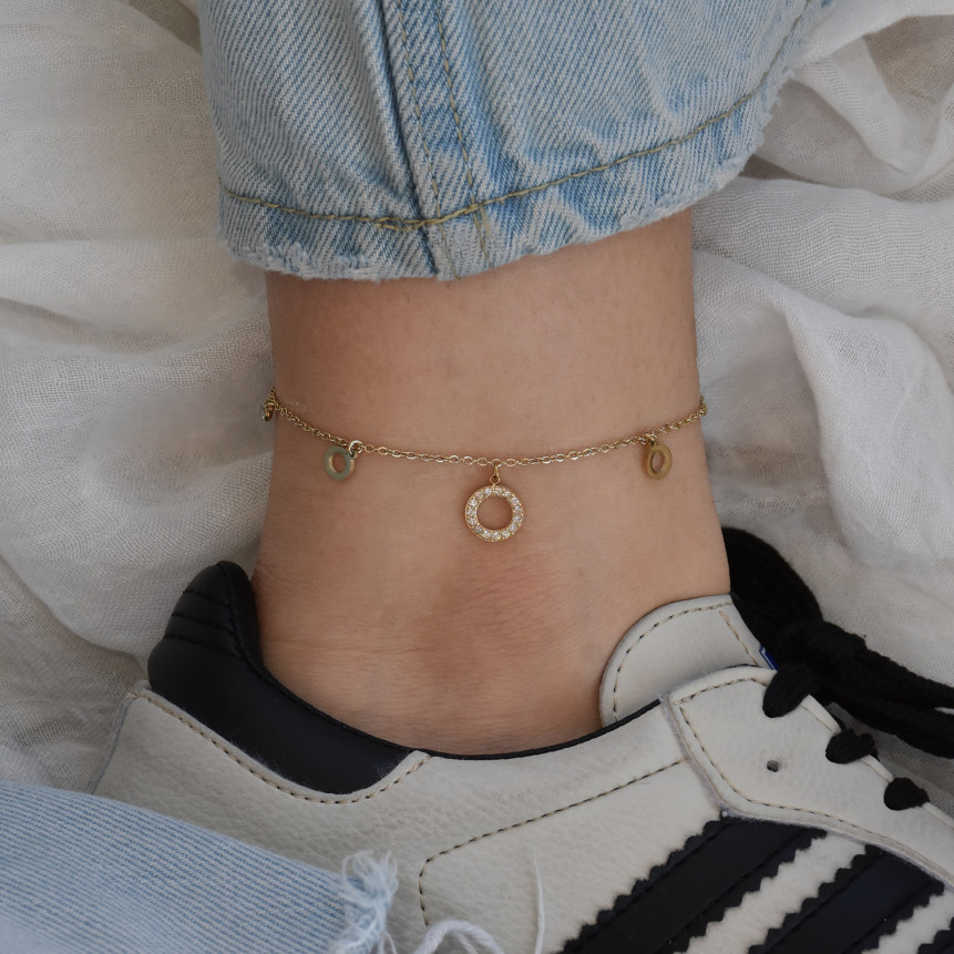 Pulseira de pé aço círculos GB
