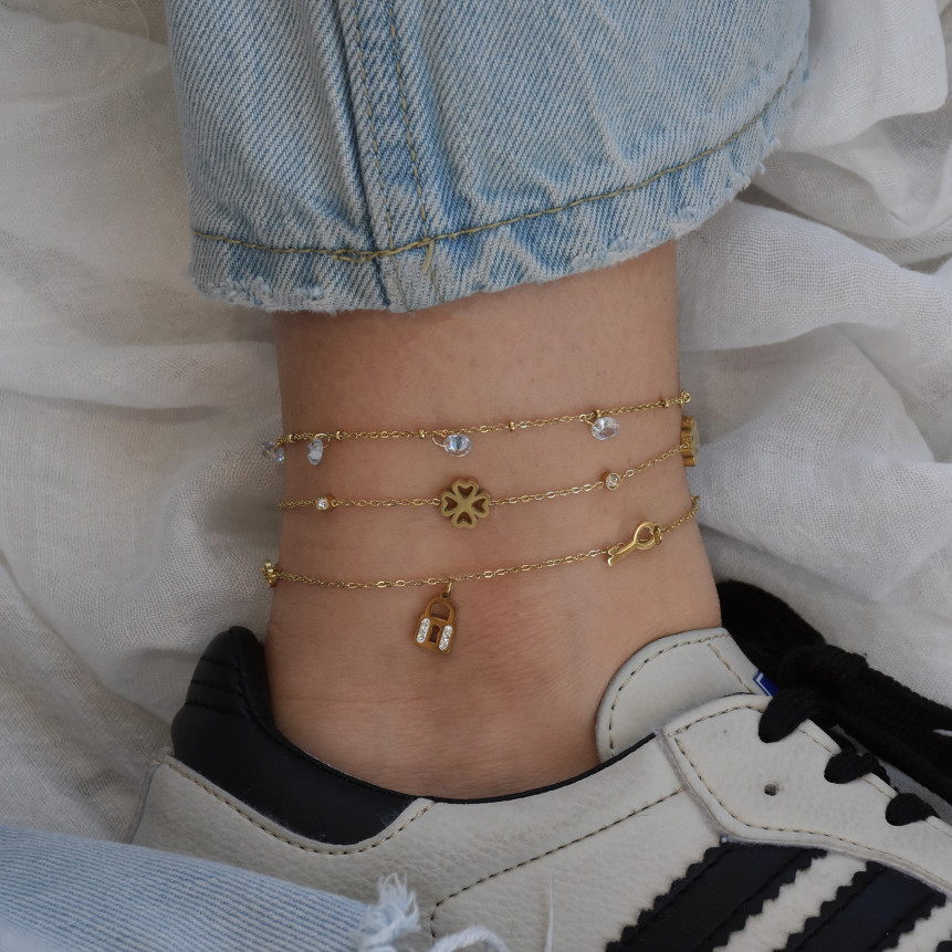Pulseiras de pé aço trevos GB