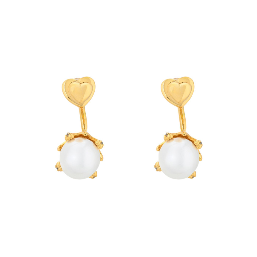 Pendientes BeLove con perla y corazón colgante