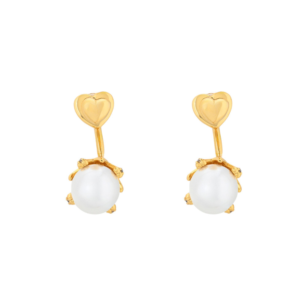 Pendientes BeLove con perla y corazón colgante