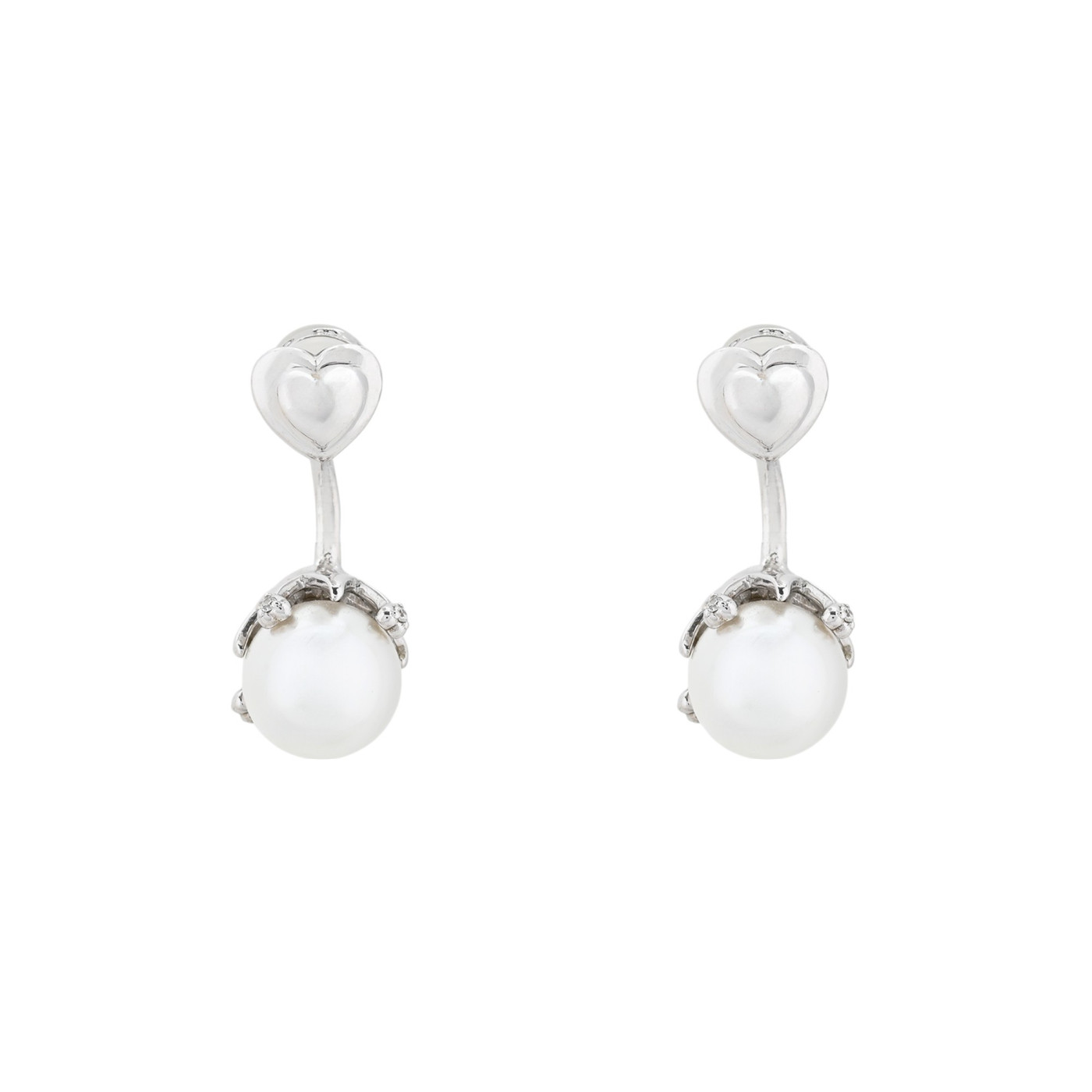 BeLove pearl earrings with dangling heart