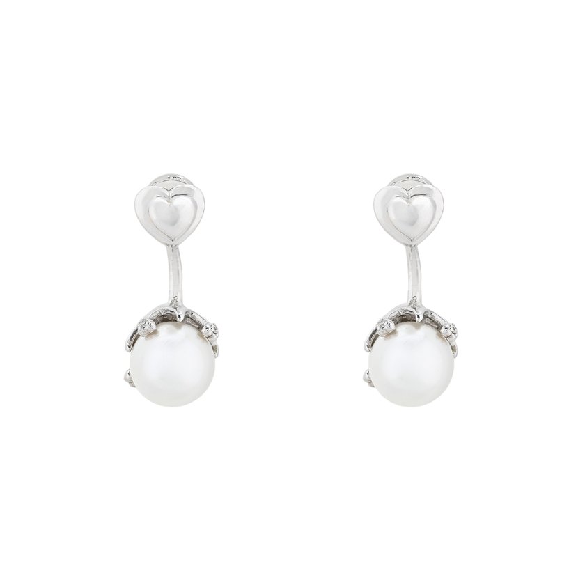 Boucles d'oreilles BeLove en perle avec cœur pendent