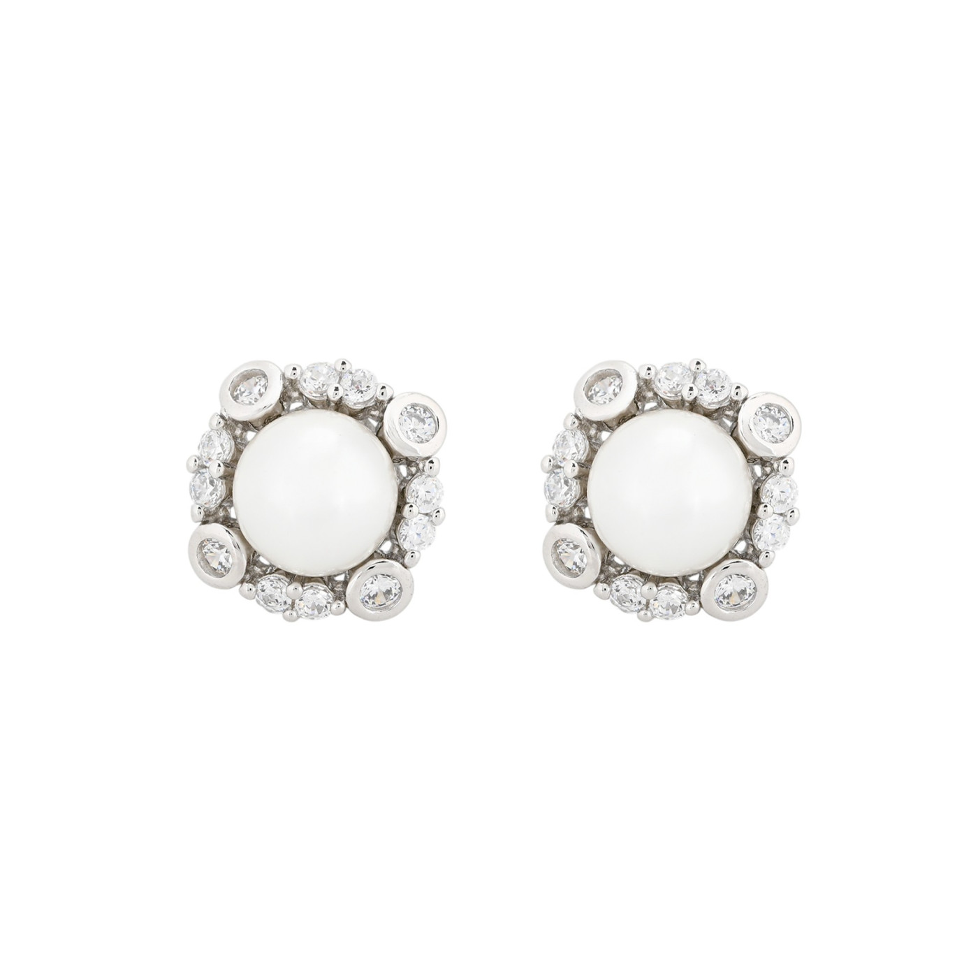 Boucles d\'oreilles BeLove avec zircones et perle