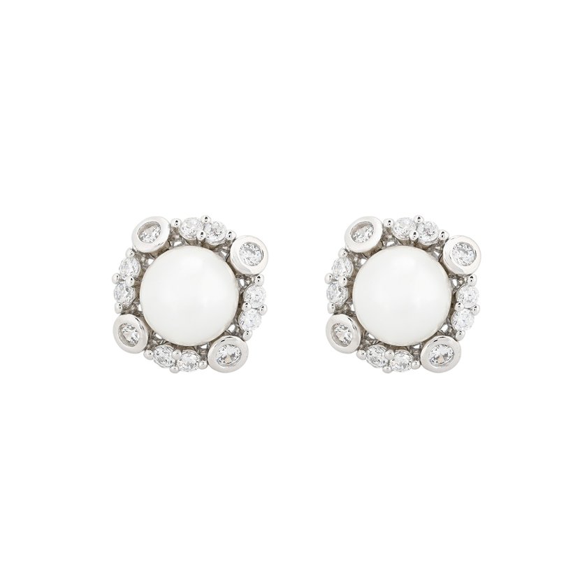 Boucles d'oreilles BeLove avec zircones et perle