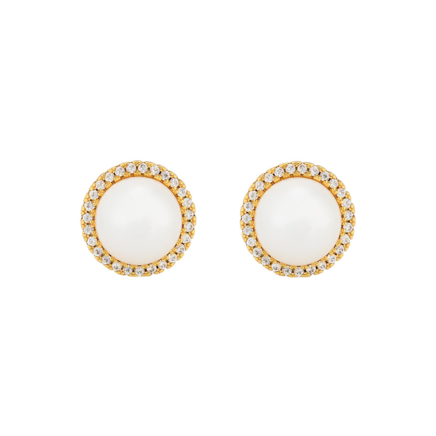 Pendientes BeLove con perla grande y circonitas