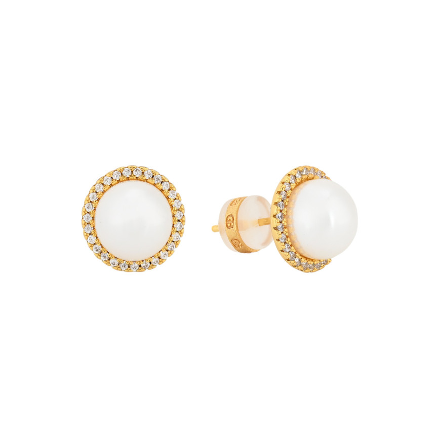 Pendientes BeLove con perla grande y circonitas