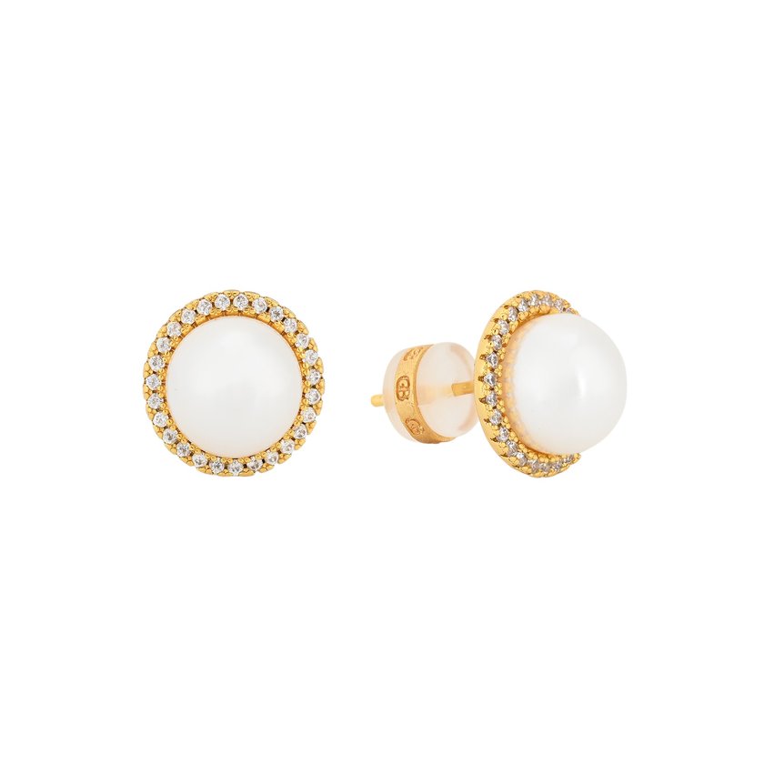 Boucles d'oreilles BeLove avec grande perle et zircones