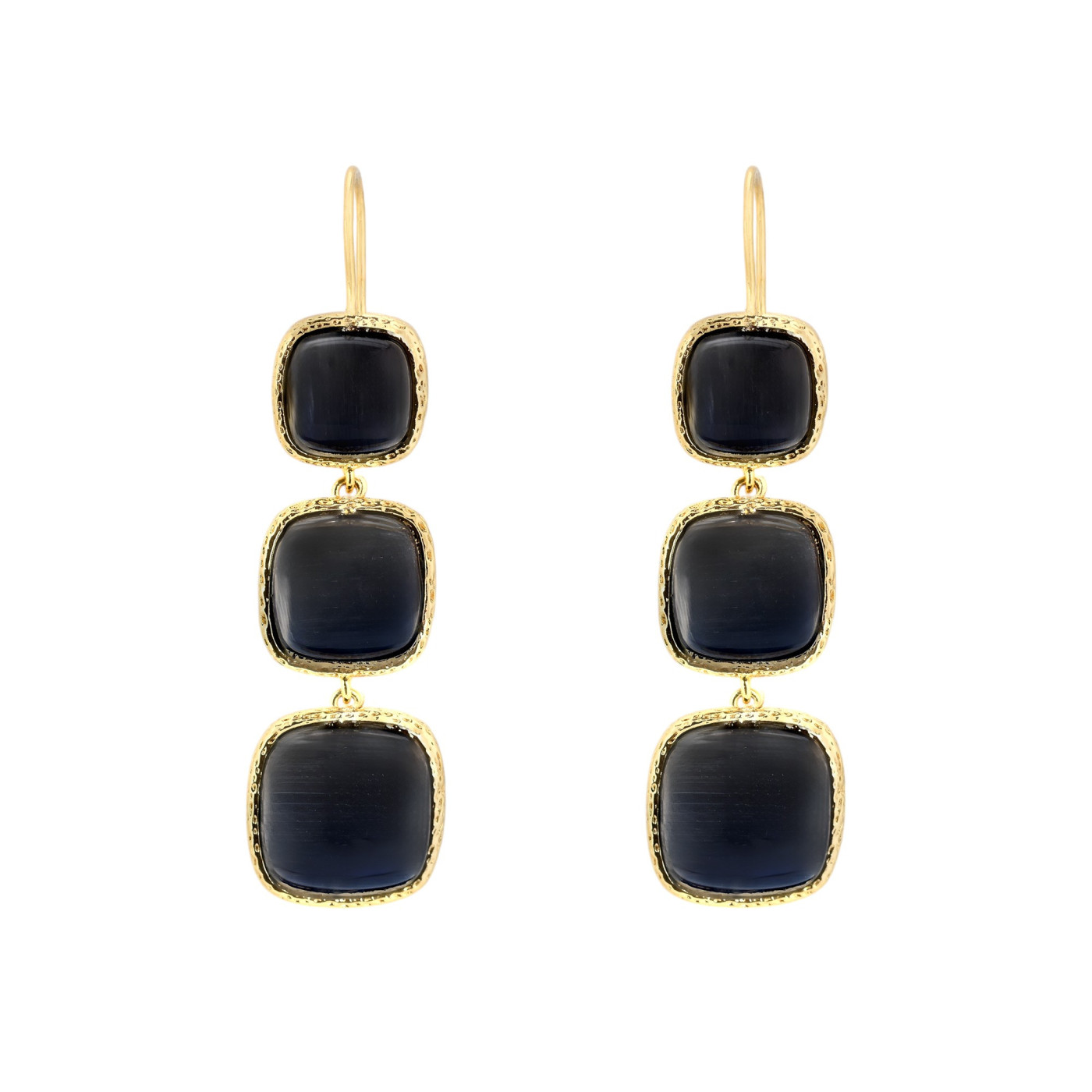 Earrings with 3 stones GB
