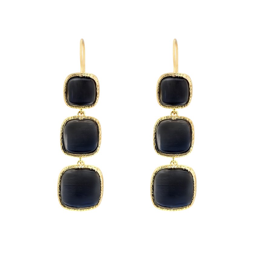 Earrings with 3 stones GB