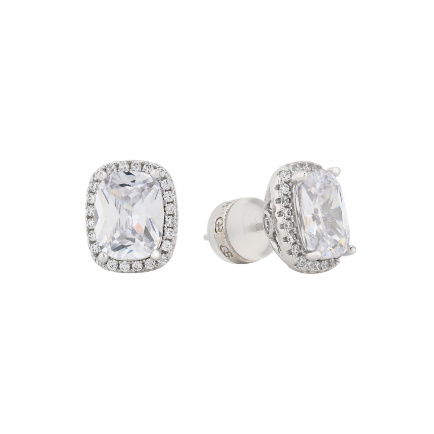 BeLove rectangular earrings with colored stone