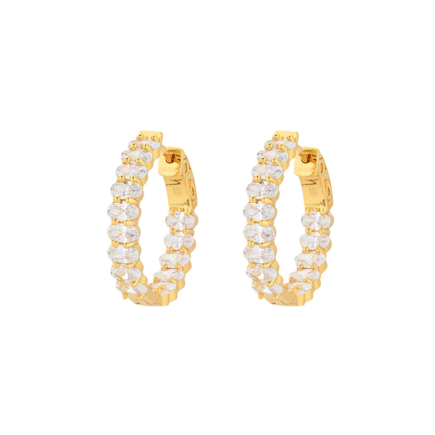 Semi precious hoops with transparent stones GB