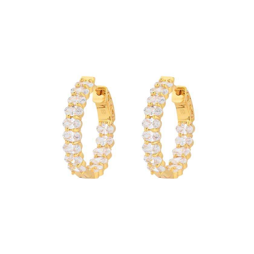 Semi precious hoops with transparent stones GB