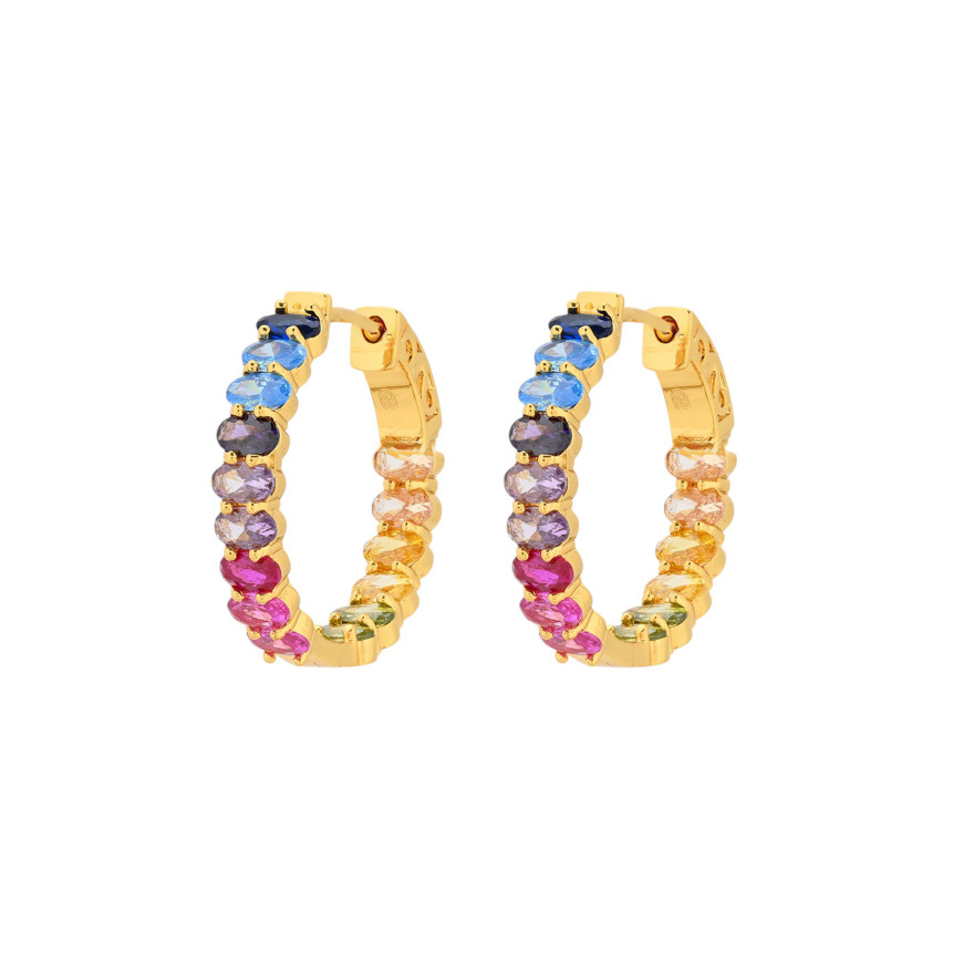Semi precious hoops with colorful stones GB
