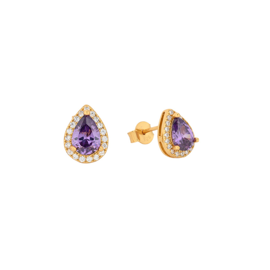 S925 earrings oval lilac GB