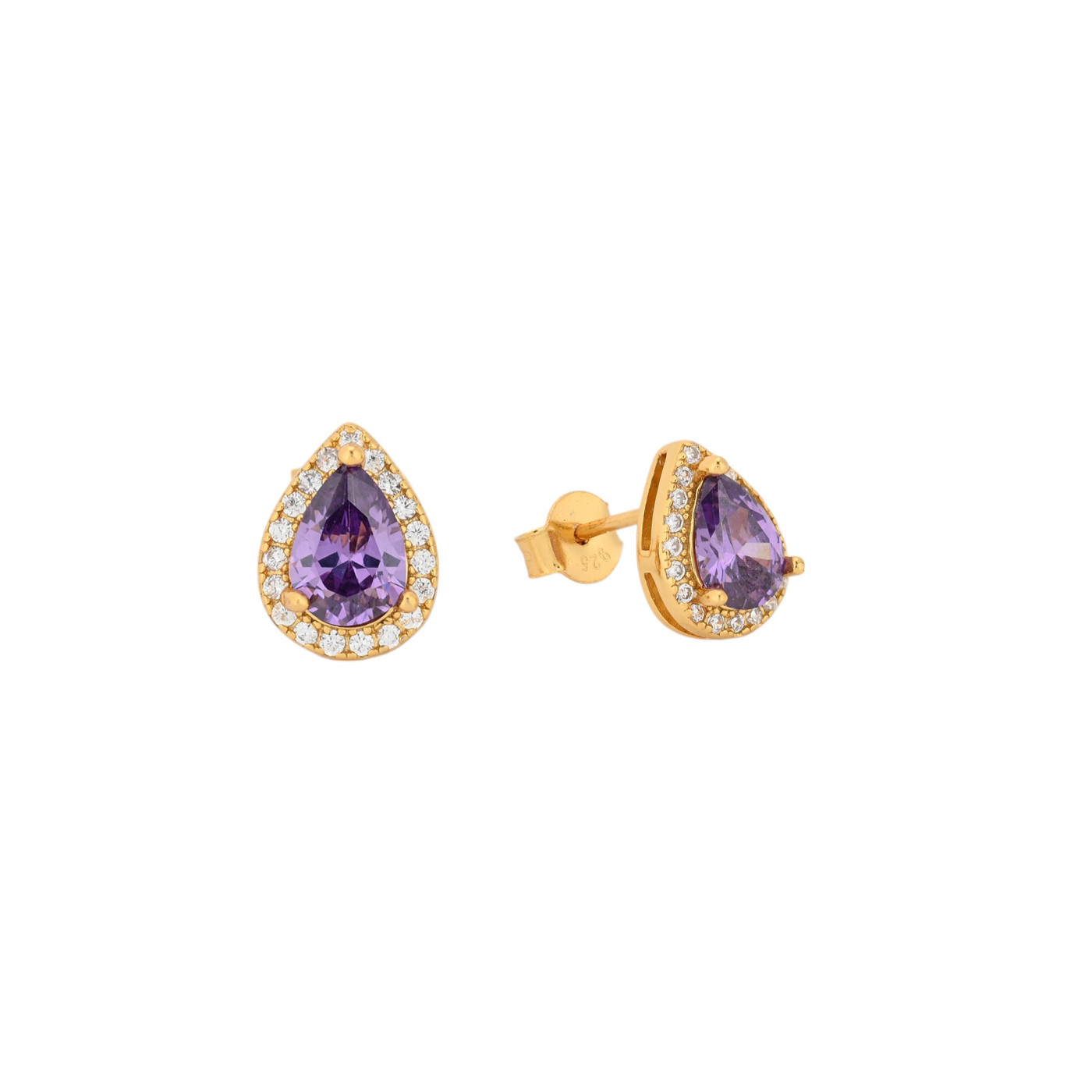 Boucles d\'oreilles S925 ovale lila GB