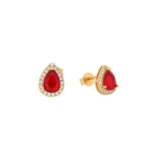 S925 earrings ovals red GB