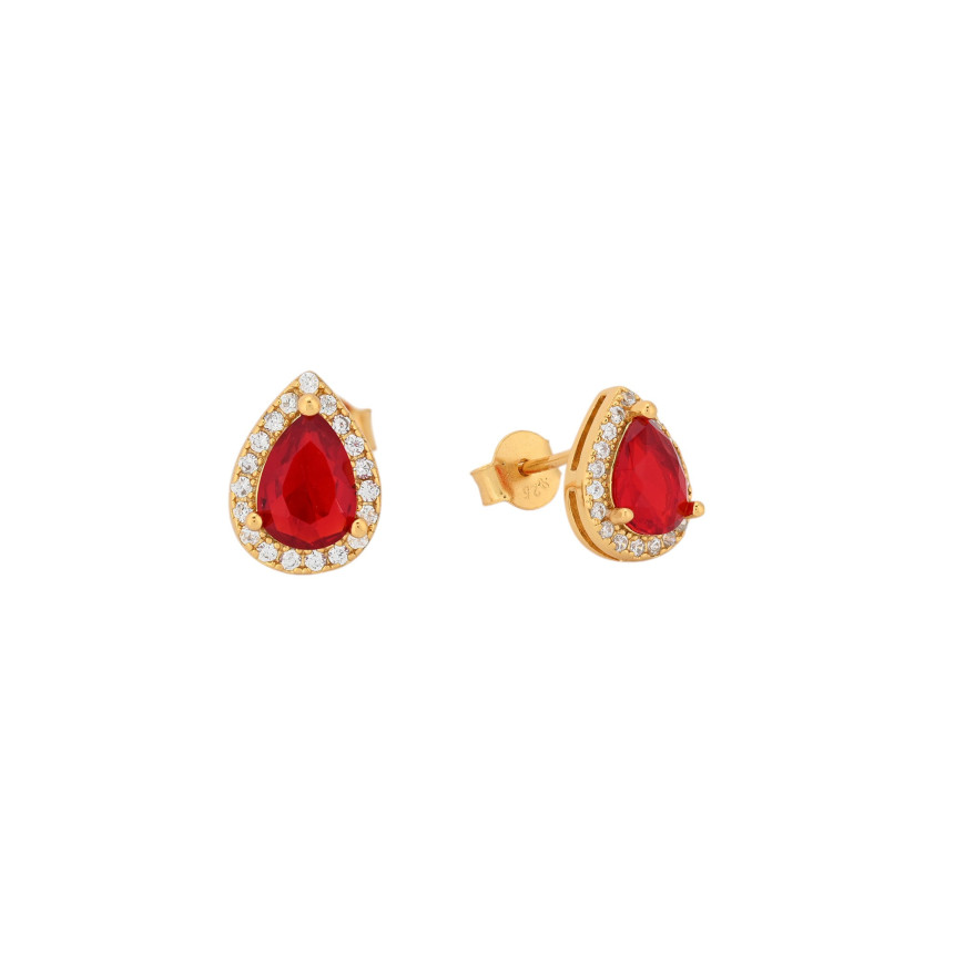 S925 earrings ovals red GB