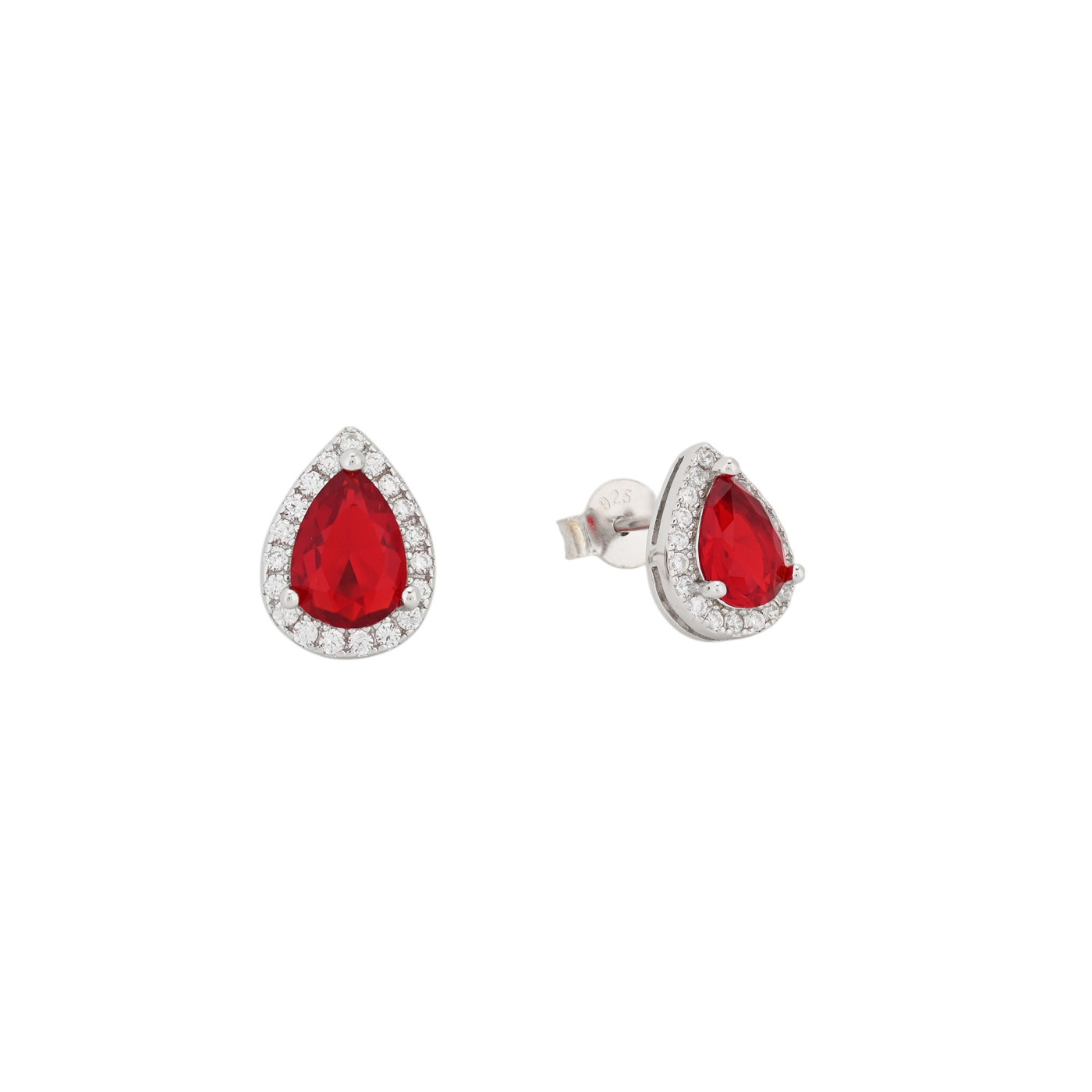 Boucles d\'oreilles S925 ovale rouge GB