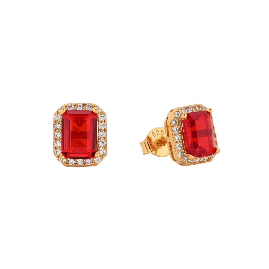 S925 earrings rectangular red GB