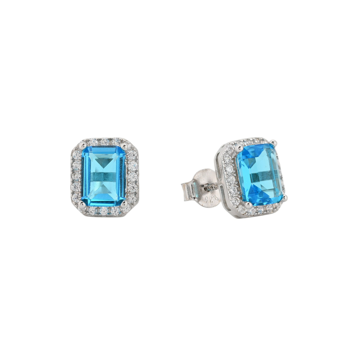 Boucles d\'oreilles S925 rectangulaire bleu GB