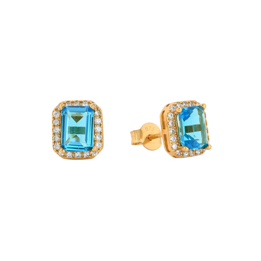 S925 earrings rectangular blue GB