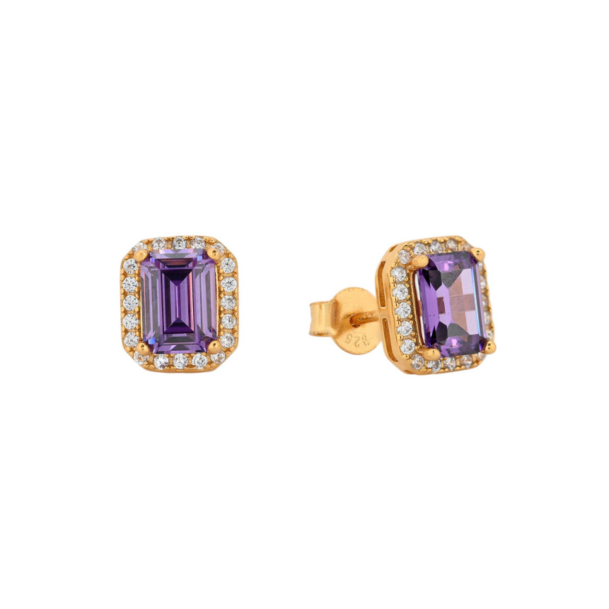S925 earrings rectangular lilac GB