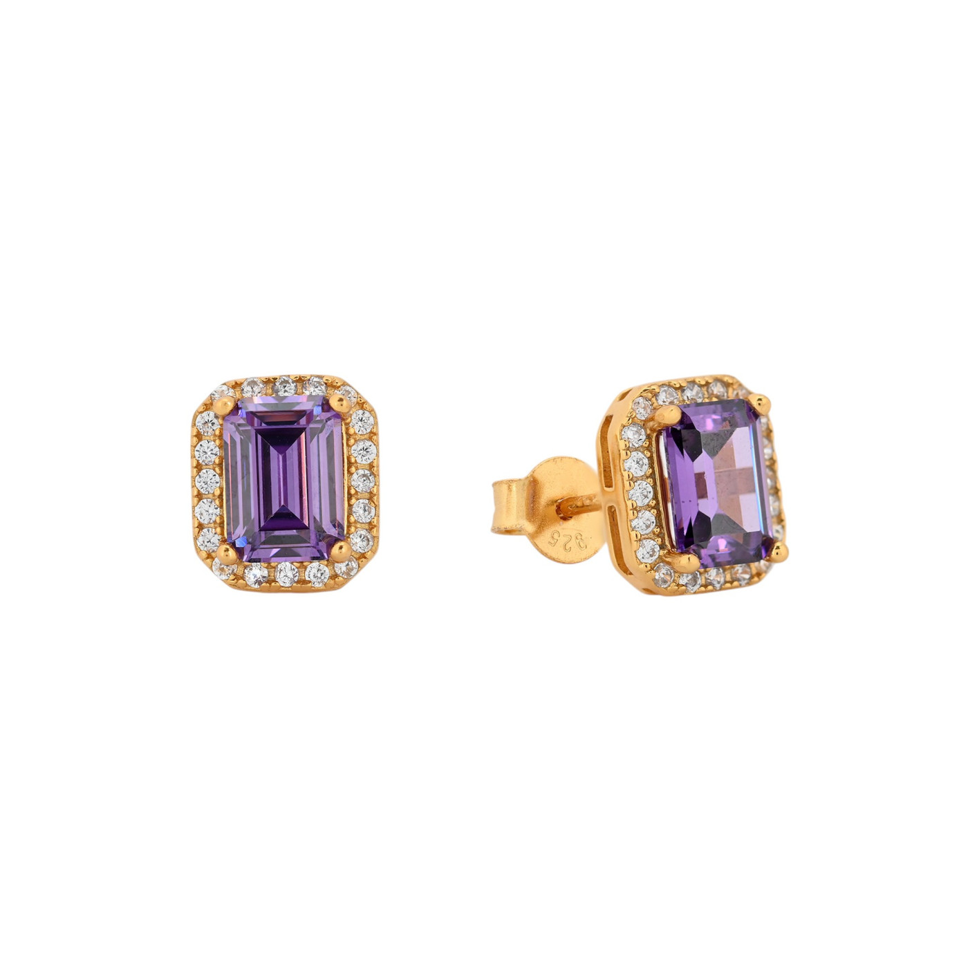 Boucles d\'oreilles S925 rectangulaire lilas GB