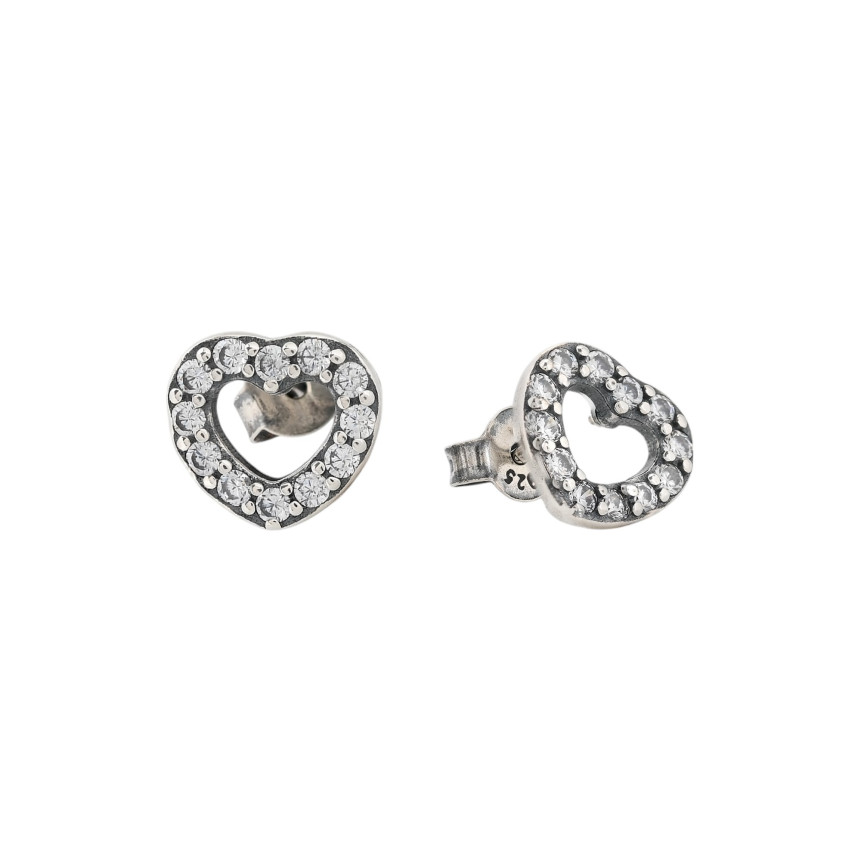 Luxury spike earrings with heart and zirconias