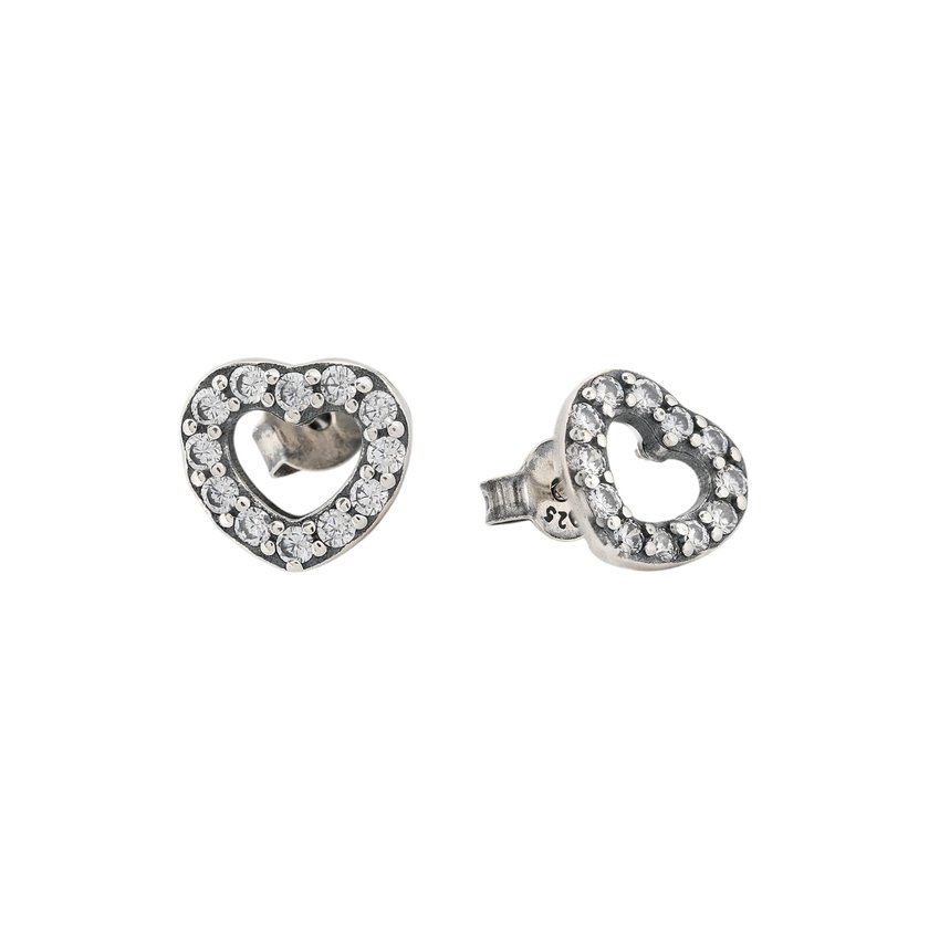 Boucle d'oreille épingle Luxury cœur et zirconias