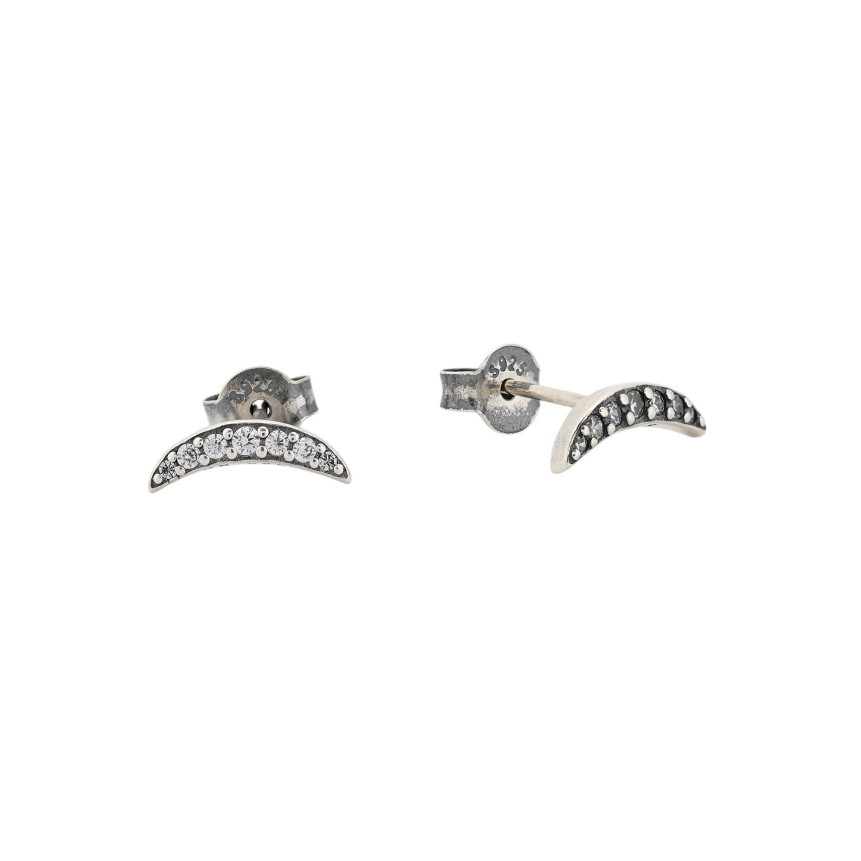 Luxury spike earrings with feather and zirconias
