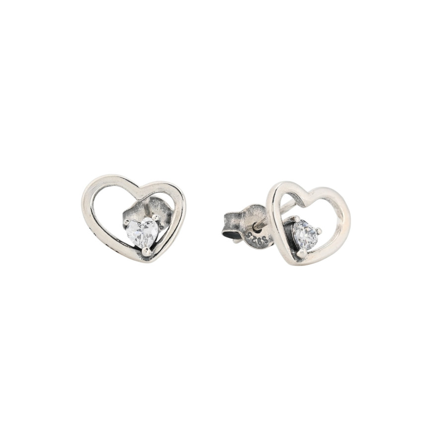 Luxury spike earrings with heart and zirconia