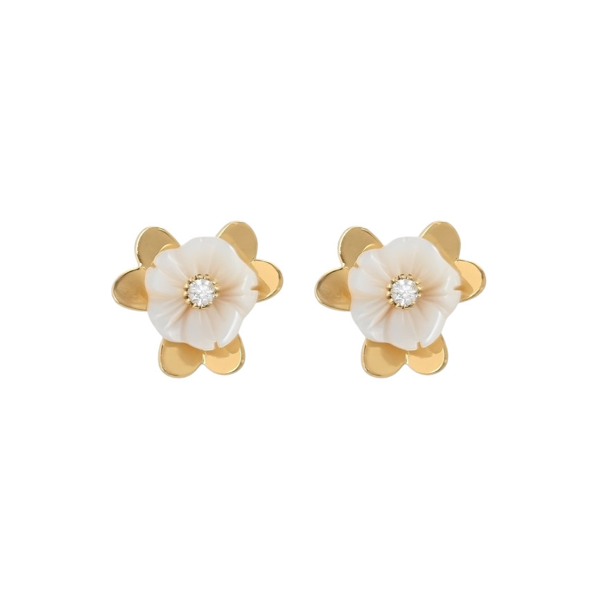 Boucles d\'oreilles en acier fleur nacre GB