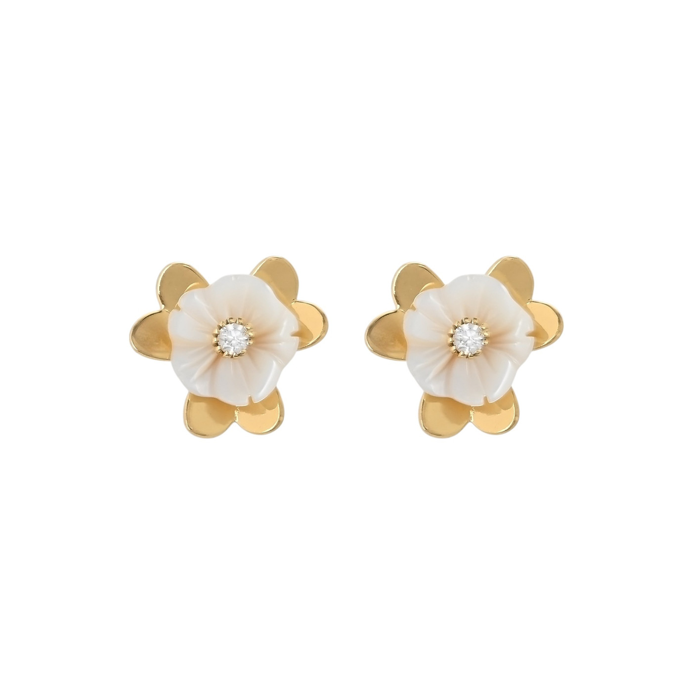 Boucles d\'oreilles en acier fleur nacre GB
