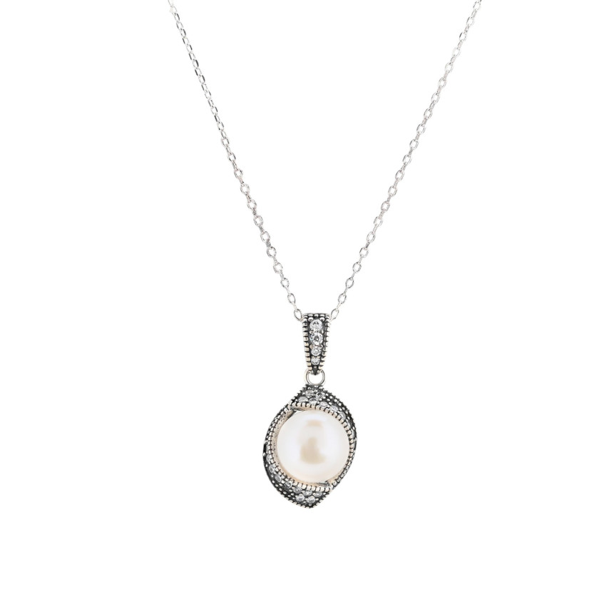 Colar Luxury com pérola e zircônias