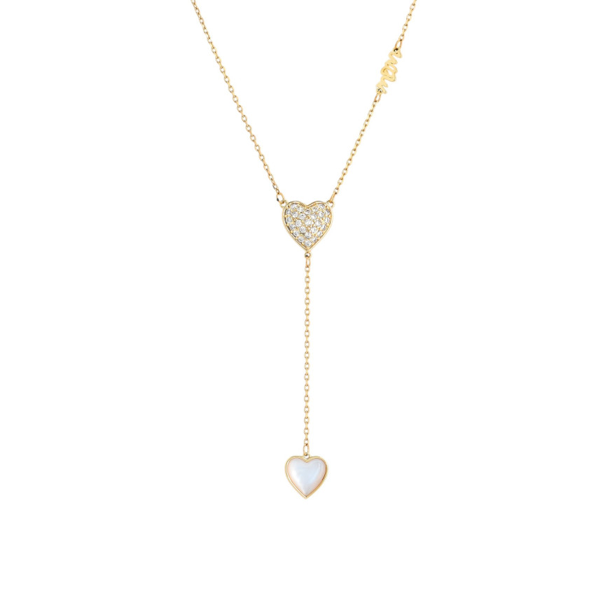 Collana lunga semi preziose con due cuori GB