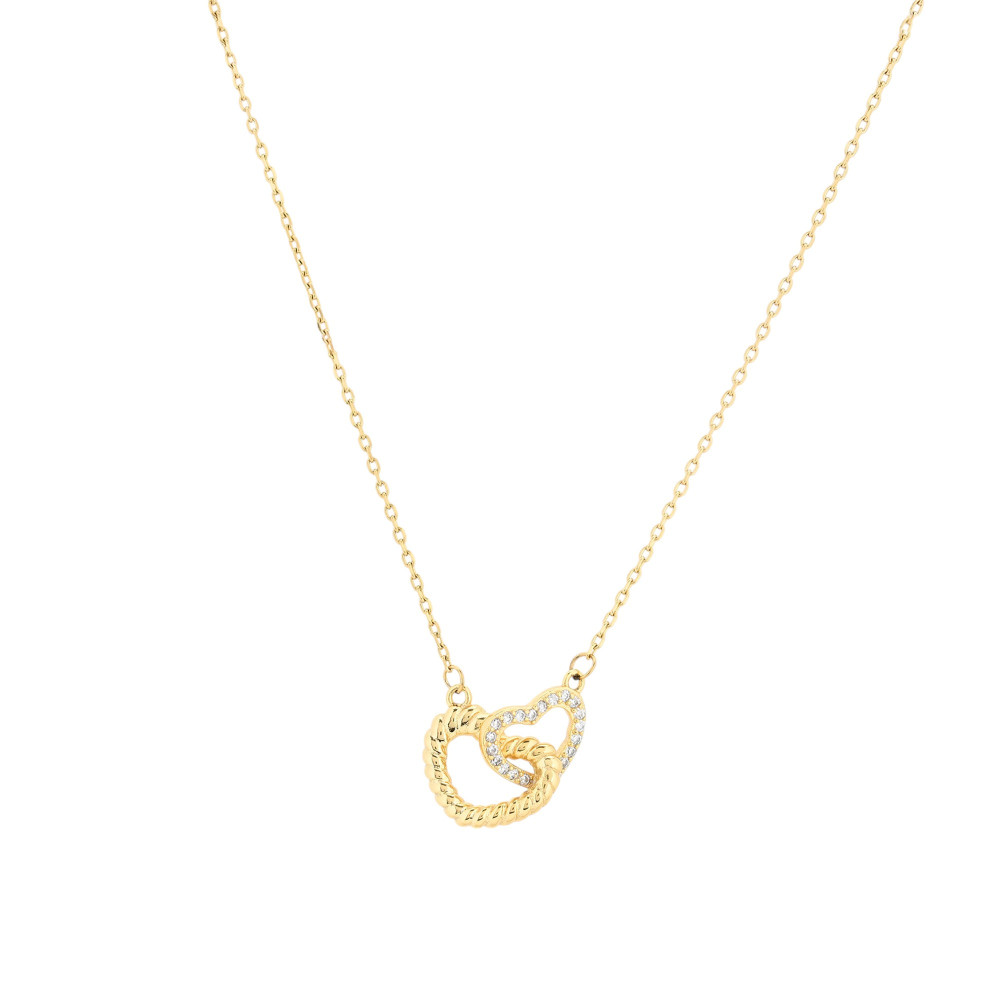 Collier deux coeurs semi précieuse GB
